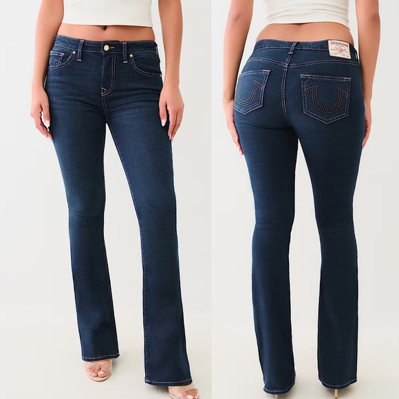 True Religion Becca Crystal Mid Rise Bootcut Jeans Women's 31 Western Rodeo‎ Y2K - Picture 1 of 16
